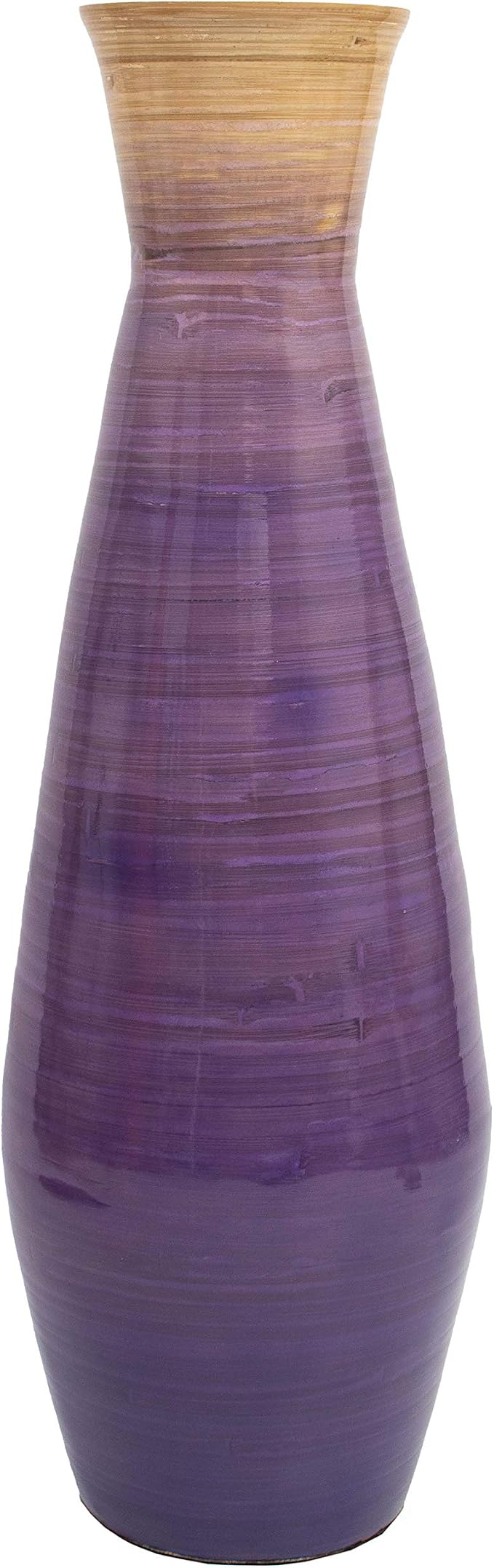 Uniquewise 28" Classic Bamboo Floor Vase Handmade, for Dining, Living Room, Entryway, Fill Up with Dried Branches Or Flowers, Glossy Purple