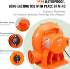 VEVOR Air Blower, 2-Speed Inflatable Blower, 1HP and 1.2HP, Portable and Powerful Bounce House Blower, Commercial Bouncy Castle Electric Blower, Used for Inflatable Bouncy Castle and Jump Slides