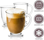 Accguan 15oz/450ml Glass Coffee Mugs with Handles Set of 6 | Clear Coffee Cups with Handle, Iced Drink Cup perfect for Latte, Cappuccino, Espresso Coffee, Tea and Hot Beverages