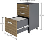 Lazio File Cabinet with Lock - Filing Cabinet for Home and Office - 3 Drawer Small Rolling File Cabinet -Wood Printer Stand with Storage for A4 Size/Legal Documents, File Folders (Cass Walnut/Black)