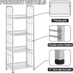 Bookshelf Storage Shelf Bookcase Freestanding Storage Stand Book Organizer for Living Room, Bedroom, Kitchen, Rust Resistance,Easy Assembly Multi-Functional Organizer (4 Tiers, White)