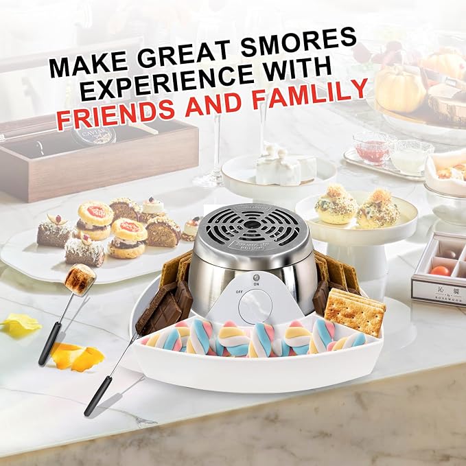 Smores Maker Tabletop Indoor Kit, Indoor Smore Maker Smores Kit Flameless Electric S'mores Maker, Tabletop Smores Maker,Movie Night Supplies Housewarming Christmas Gifts, 120V
