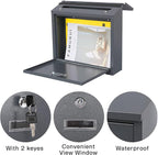 xydled Mail Boxes with Key Lock,Locking Mailbox Wall Mounted, Large Capacity, Galvanized Steel Cover Metal Postbox for House, 14 X 12.5 X 4.25 Inch, Grey
