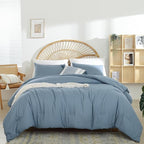 Dusty Blue Comforter Set King Size - 3 Pieces Lightweight Solid Grayish Blue Bedding Comforter Set - All Season Fluffy Microfiber Bed Set (1 Comforter, 2 Pillowcases)