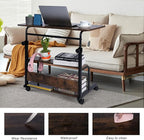 Portable Desk Small Desks for Small Spaces Laptop Table Rustic Rolling Adjustable Desk on Wheels Mobile Couch Desk for Bedroom Home Office Computer Standing Desk Student Desk with Storage 32x16 Inch