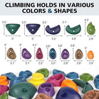 TOPNEW 20PCS Rock Climbing Holds with Mounting Hardware - Climbing Rocks for Indoor/Outdoor Kids Adults Rock Wall, Play Set & Climbing Gym, Dark Color