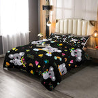 Erosebridal Koala Comforter Set, Kids Rainbow Bedding Set Twin Size Flower Love Heart Duvet Sets for Girls Boys Children Cute Animal Cartoon Down Comforter 2 Pieces with 1 Pillow Case, Black