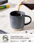famiware Coffee Mugs Set of 8, Milkyway 13 oz Mug Set, Ceramic Cup Set with Handle for Coffee, Tea, Cocoa, Milk, Matte White + Matte Dark Charcoal