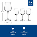 Villeroy & Boch La Divina Collection Red Wine Glass, Set of 4, Crystal Glass, 15.75 oz Capacity, Clear | Crystal glass red wine glasses, dishwasher safe, rounded bowl lets red wine's bouquet fully develop
