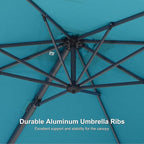 PURPLE LEAF 8' X 8' Patio Umbrella with In-ground Base for Pool 7' High Offset Outdoor Cantilever Umbrella Swimming Pool Umbrella with 360°Rotation for Poolside Turquoise Blue