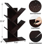 5-Shelf Tree Bookshelf Free Standing Small Book Shelf Narrow Wood Bookcase Floor Standing Book Shelf Modern Book Storage Organizer for Home Office Bedroom Living Room Black