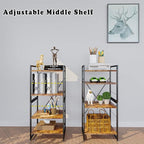 4 Tiers Bookshelf Adjustable Shelf Organizer, Rustic Brown Small Bookcase for Small Space,Industrial Wooden Storage Bookcase Display Rack and Storage Organizer for Living Room Home Office