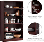 Farini Mahogany Bookshelf for Bedroom 5 Shelf Office Bookcase 60 Inches Tall Modern Wood Bookshelf for Living Room 5 Tier Wide Manga Bookshelf Library Bookcase