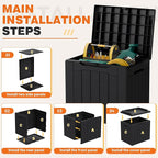 32 Gallon Deck Box Outdoor Indoor Waterproof Storage Box for Patio Furniture, Pool Accessories, Garden Tools, and Cushion Storage, Black