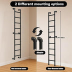 9FT Wall Mounted Ladder Heavy Duty 450lbs Capacity, 9-Step Steel Pipe Fire Escape Ladder for Egress Window & Basement, Industrial Wall/Floor-Mounted Loft