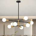 Sputnik Chandeliers Moderna Light Fixture, 8 Lights Black and Gold Mid Century Ceiling Chandelier, Height Adjustable for Living Room, Kitchen, Dining Room, Bedroom,Foyer