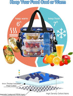 Lunch Bags for Women/Men, Insulated Lunch Bag for Work Office - Lunch Cooler Bag Leakproof Lunch Box with Adjustable Shoulder Strap - Blue Camouflage