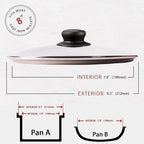 8 Inch Pan Lid, Tempered Glass Cover for Pots, Skillets & Frying Pan | Cookware & bakeware Lids, Heat-resistant Handle, Clear