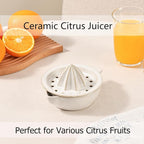Ceramic Citrus Lemon Orange Juicer Manual Squeezer, Hand Juicer Reamer | Rotation Press with Strainer Lid, Spout, Handle, Dishwasher Safe, Easy to Clean