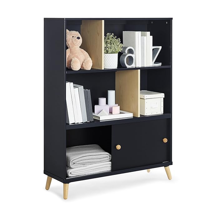 Delta Children Essex Bookcase - Greenguard Gold Certified, Black/Natural