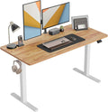 CubiCubi Electric Standing Desk, 63 x 24 Inches Height Adjustable Sit Stand Desk, Ergonomic Home Office Computer Workstation, Light Rustic Brown