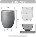 Kante Tall Concrete Planter, 21.7-Inch Height Gray Large Indoor Outdoor Plant Pot with Drainage Hole for Patio Garden Home, Modern Decor for Flowers and Tree