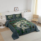 Feelyou Bass Fish Comforter Set King Size Green Camouflage Bedding Set for Fishing Lover Gifts Boys Girls Camo Pike Fish Fishing Comforter Wild Fisherman Bed Set Rustic Cabin Bedroom Decor