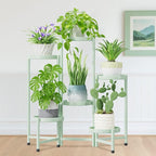 iDavosic.ly Plant Stand Indoor Outdoor, 6 Tier Corner Metal Flower Display Holder Shelf, Folding Tall Orchid Rack for Patio Balcony Porch Garden Living Room House, Light Green