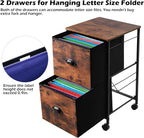TOPSKY Mobile File Cabinet, Fabric Vertical File Cabinet for Letter Size (Rustic Brown, 2 Drawer)