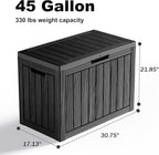 45 Gallon Resin Deck Box, Lockable Outdoor Storage Box for Patio Cushions Storage Furniture,Garden Tools, Pool Supplies, Weatherproof and UV Resistant（Black）