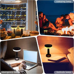 VIHOSE Set of 8 LED Portable Cordless Table Lamp with Touch Sensor 3 Color Stepless Dimming Rechargeable Battery up to 15 Hours Cordless Table Light Wireless Lamp for Nursery(Black)
