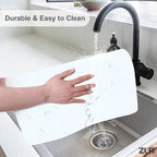 ZLR Coffee Bar Mat for Keurig & Nespresso, 12"x16" Small, Milk White | Absorbent Dish Drying Mat, Stain-Hiding PU Leather Top, Non-Slip Rubber Back, Heat-Resistant, Fits Frother & Pour-Over