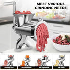 2-in-1 Manual Meat Grinder-Manual Meat Grinder with Sausage Stuffer-Suitable for Filling Meat Sausages and Grinding Foods-Suitable for Home Restaurants Meat Grinder-LZ1 (Silver)