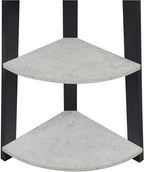 Convenience Concepts Newport 5-Tier Corner Bookcase, Faux Cement/Black