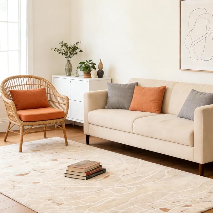 6x9 Area Rug, Machine Washable Soft Living Room Rug - Stain Resistant Non-Slip Rug for Bedroom, Pet Friendly, Modern House Decor