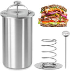 Stainless Steel Ham Maker with Thermometer, 304 Food-Grade Deli Meat Press Mold, 2-2.5 Lbs Capacity, Easy to Use & Dishwasher Safe for Homemade Ham, Luncheon Meat, Bacon - Home & Commercial Use
