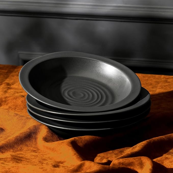 Stone Lain Orbit 4-Piece Pasta Bowl Set Stoneware, Charcoal