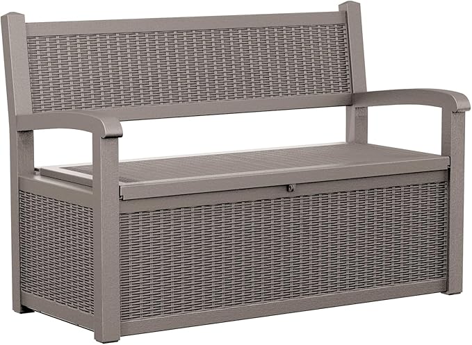 Outdoor Storage Bench - Waterproof Resin Patio Bench with Storage, All-Weather Durable Design for Garden, Deck, or Patio