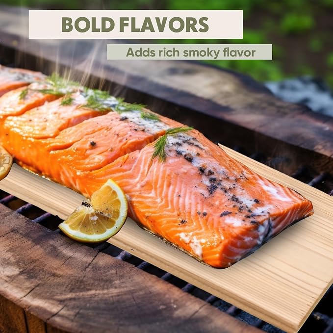 Landical 3/6/10/13/20 Pcs XL XXL Large Cedar Plank for Grilling Salmon Thicker Design Full Filet of Meat Fish Veggies Adding Extra Smoke and Flavor Soaking Fast Easy to Use(3 Pcs,15 x 7 Inches)