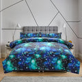 Holawakaka Tie Dye Constellation Print Ombre Comforter Set Twin Size Girls Boys Gradient Galaxy Bedding Set (Black Green,Twin)
