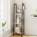 Ladder Shelf, Bookshelf Bookcase, Freestanding Corner Storage Shelve with 2 Hooks for Home Office, Living Room, Kitchen, Bedroom, Industrial, 4-Tier Greige BC13205B
