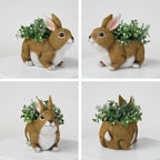 HAUCOZE Rabbit Planter Gifts Statue Animal Sculpture Decor Modern Figurine Arts Polyresin 8.7inch