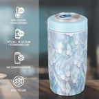 4-in-1 Slim Can Cooler Easy to Hold Insulated Beer Can Holder Double-Walled Stainless Steel for All 12 Oz Cans Blue Butterfly