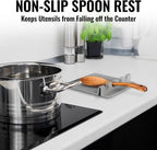 Zulay Kitchen Extra Large Silicone Utensil Rest with Drip Pad for Multiple Utensils - BPA-Free Heat-Resistant Spoon Rest & Spoon Holder for Stove Top - Kitchen Utensil Holder for Spoon - Gray