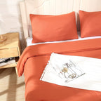 Terracotta Comforter for Queen Size Bed, Full Aesthetic Modern Burnt Orange Bedding Set for Women, Cute Soft & Lightweight Chic Microfiber Bed Sets, 3 pcs-1 Comforter & 2 Pillowcases (90“x90”)