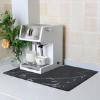 ZLR Coffee Bar Mat for Coffee Station, 16"x20" Large, Marble Black | Absorbent Dish Drying Mat, Stain-Hiding Top, Non-Slip Back, Fits Espresso, Grinder, Knock Box, Frother & Cup Display