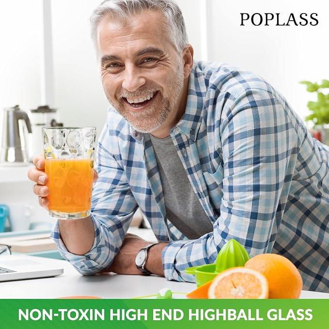 Melrose 24-Piece Family Drinking Glasses Set - Everyday Drinking Glassware Set with Highball Cooler, DOF, Juice Glasses and Shot Glasses - 6 Each Free Replacement for Damaged Glasses During Shipping
