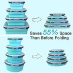 Guyuyii 8-Pack Silicone Collapsible Food Storage Containers with Lids | Stackable Storage Set with 12-40oz for RV, Meal Prep, Camping, BBQ, Pet Food | Microwave Freezer Dishwasher Safe