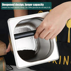 Stainless Steel Espresso Knock Box with Rubber Bar for Storing Underneath Most Espresso Machines