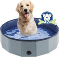 Foldable Dog Pool, Portable Pet Bath Tub and Kiddie Swimming Pool, Collapsible Bathtub for Puppies, Small, Medium and Large Dogs, Cats and Kids, 32 x 8 in, Gray